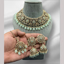 Hira Collections Gold Plated Crystal Stone And Beads Necklace Set