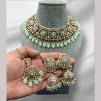 Hira Collections Gold Plated Crystal Stone And Beads Necklace Set