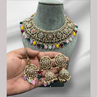Hira Collections Gold Plated Crystal Stone And Beads Necklace Set