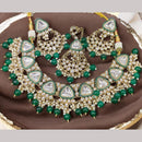 Hira Collections Gold Plated Kundan Stone And Beads Necklace Set