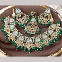 Hira Collections Gold Plated Kundan Stone And Beads Necklace Set
