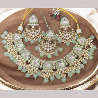 Hira Collections Gold Plated Kundan Stone And Beads Necklace Set