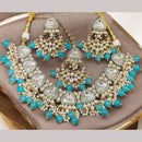 Hira Collections Gold Plated Kundan Stone And Beads Necklace Set
