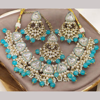 Hira Collections Gold Plated Kundan Stone And Beads Necklace Set