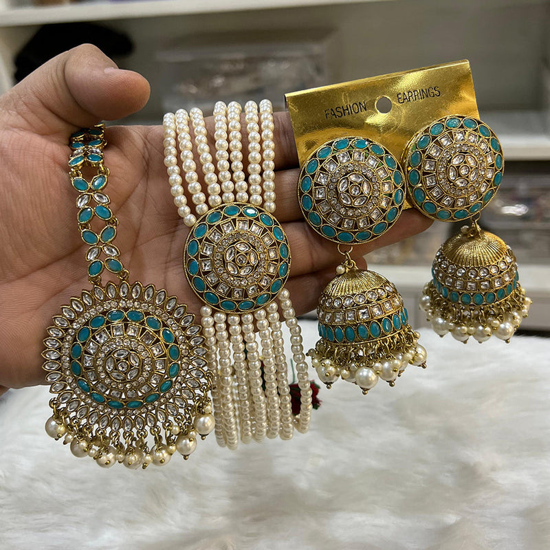 Hira Collections Gold Plated Kundan And Pearl Choker Necklace Set