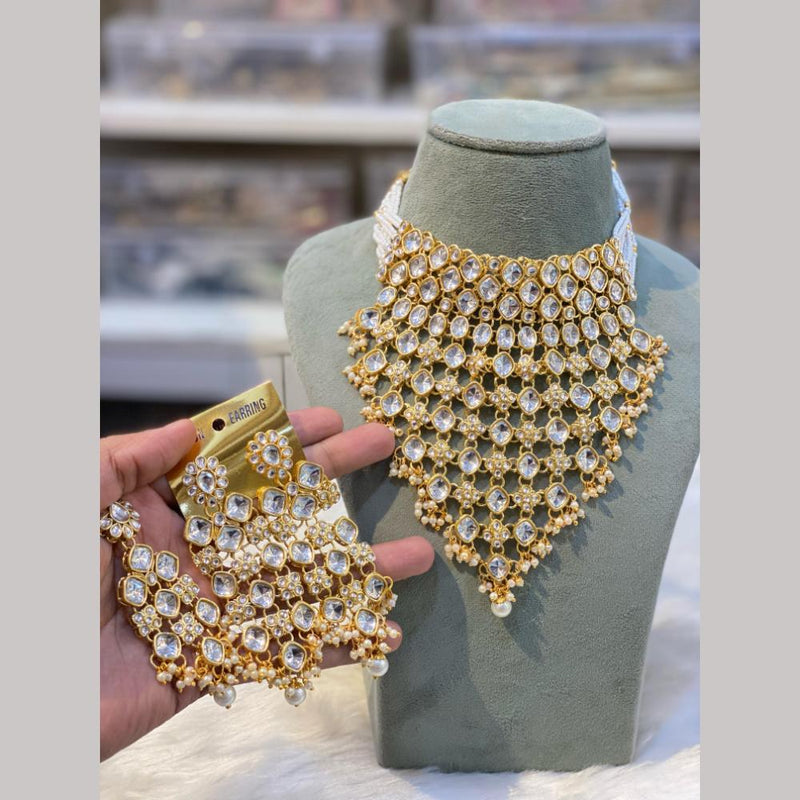 Hira Collections Gold Plated Crystal Stone Necklace Set