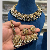 Hira Collections Gold Plated Crystal Stone And Beads Necklace Set