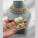 Hira Collections Gold Plated Crystal Stone And Beads Necklace Set