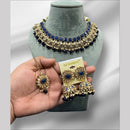 Hira Collections Gold Plated Crystal Stone And Beads Necklace Set