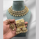 Hira Collections Gold Plated Crystal Stone And Beads Necklace Set