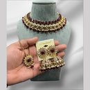 Hira Collections Gold Plated Crystal Stone And Beads Necklace Set