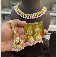 Hira Collections Gold Plated Kundan And Beads Necklace Set