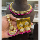 Hira Collections Gold Plated Kundan And Beads Necklace Set