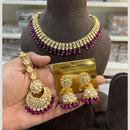 Hira Collections Gold Plated Kundan And Beads Necklace Set