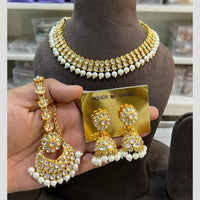Hira Collections Gold Plated Kundan And Beads Necklace Set