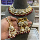 Hira Collections Gold Plated Kundan And Beads Necklace Set