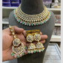 Hira Collections Gold Plated Kundan And Beads Necklace Set