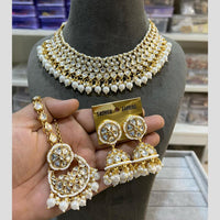 Hira Collections Gold Plated Kundan And Beads Necklace Set