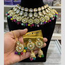 Hira Collections Gold Plated Kundan And Beads Necklace Set