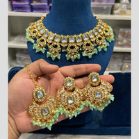 Hira Collections Gold Plated Kundan And Beads Necklace Set