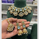 Hira Collections Gold Plated Kundan And Beads Necklace Set