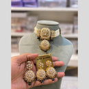 Hira Collection Traditional Gold Plated Kundan & Beaded Choker Necklace Set