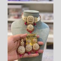 Hira Collection Traditional Gold Plated Kundan & Beaded Choker Necklace Set