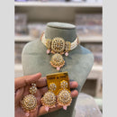 Hira Collection Traditional Gold Plated Kundan & Beaded Choker Necklace Set