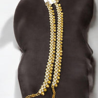 Hira Collections Traditional Gold Plated Pearls Austrian Stones Payal Anklets