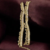 Hira Collections Traditional Gold Plated Mirror Stones Payal Anklets