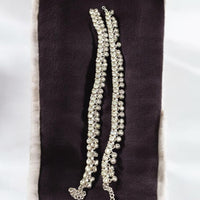 Hira Collections Traditional Silver Plated Austrain Stones Payal Anklets
