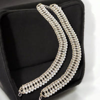 Hira Collections Traditional Gold Plated Pearls Austrian Stones Payal Anklets