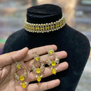 Hira Collections Traditional Gold Plated  Pearls and Crystals Choker Necklace Set