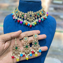Hira Collections Traditional Gold Plated  Beads and Crystals Choker Necklace Set