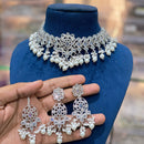 Hira Collections Traditional Gold Plated  Beads and Crystals Choker Necklace Set