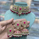 Hira Collections Traditional Gold Plated  Beads and Crystals Choker Necklace Set
