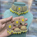 Hira Collections Traditional Gold Plated  Beads and Crystals Choker Necklace Set