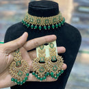 Hira Collections Traditional Gold Plated  Beads and Crystals Choker Necklace Set