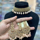 Hira Collections Traditional Gold Plated  Beads and Crystals Choker Necklace Set