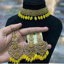 Hira Collections Traditional Gold Plated  Beads and Crystals Choker Necklace Set
