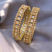 Hira Collections Gold Plated Crystal Stone Austrian Stone Bangles Set