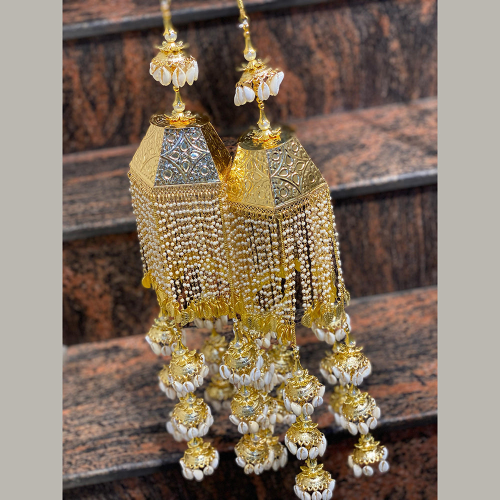 Hira Collections Traditional Gold Plated Shell And Pearl Bridal Kalire