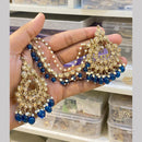 Hira Collections Gold Plated Crystals And Beads Dangler Earrings With Maangtikka