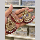 Hira Collections Gold Plated Crystals And Beads Dangler Earrings With Maangtikka