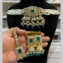Hira Collections  Gold Plated Royal Kundan Stone And Beads Necklace Set