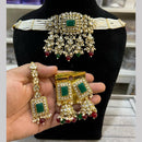 Hira Collections  Gold Plated Royal Kundan Stone And Beads Necklace Set