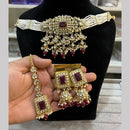 Hira Collections  Gold Plated Royal Kundan Stone And Beads Necklace Set
