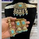 Hira Collections  Gold Plated Royal Kundan Stone And Beads Necklace Set