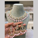 Hira Collections  Gold Plated Royal Kundan Stone And Beads Necklace Set
