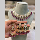 Hira Collections  Gold Plated Royal Kundan Stone And Beads Necklace Set
